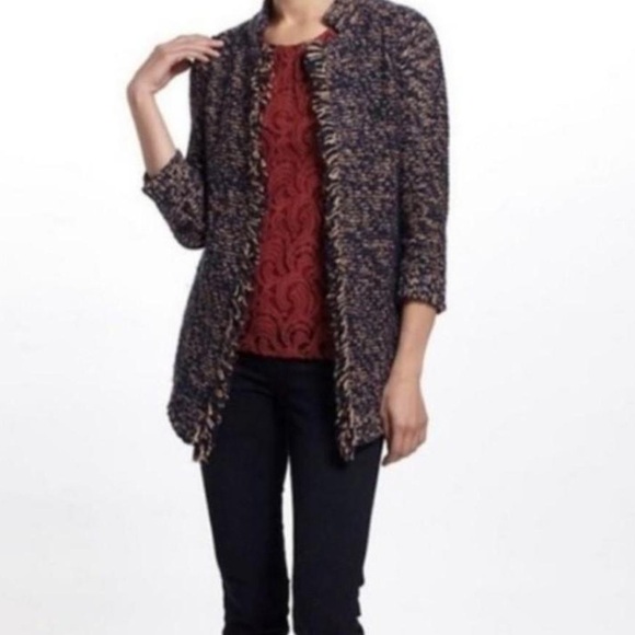 Anthropologie Cardigan Womens Small Sparrow Linen Wool Knit Classic Sleek City - Picture 2 of 8